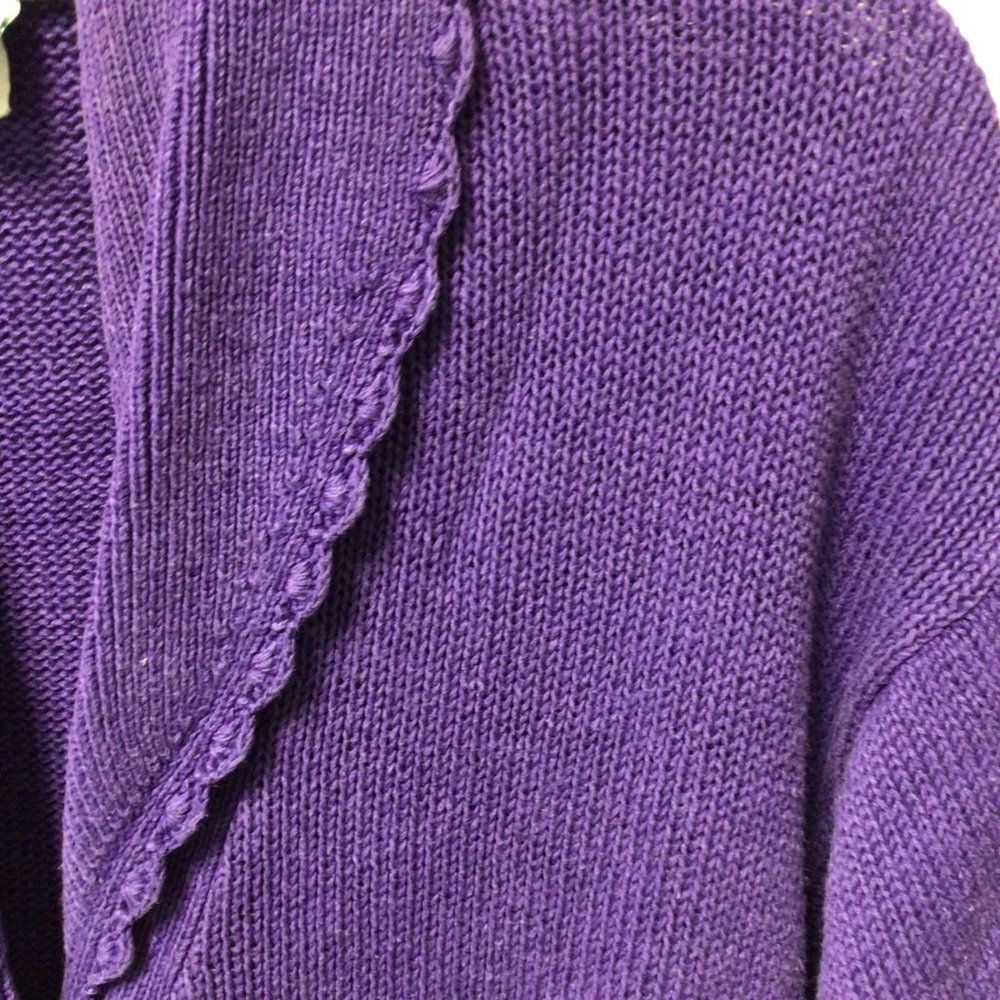 Stephanie Andrews - Purple Cardigan Sweater with scalloped collar - Picture 3 of 8